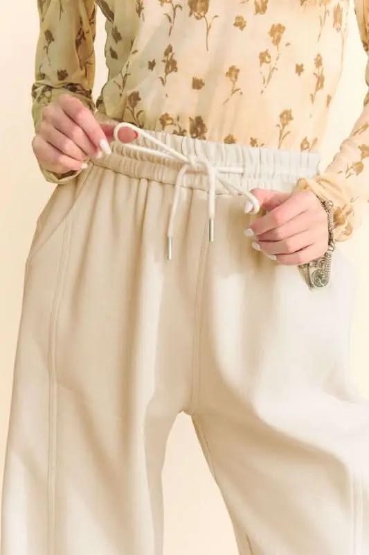 Davi & Dani Casual Drawstring Wide Leg Lounge Pants - Love Salve
